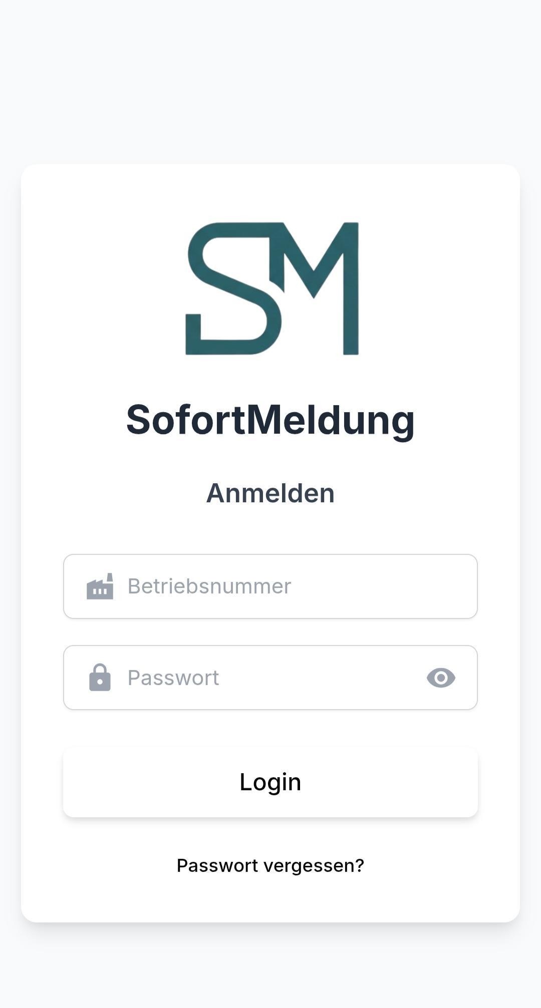 Loginansicht Sofortmeldungen.online